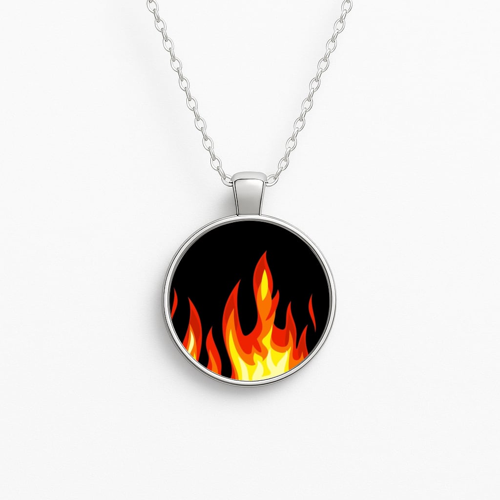 Black Flame  Circle Necklace