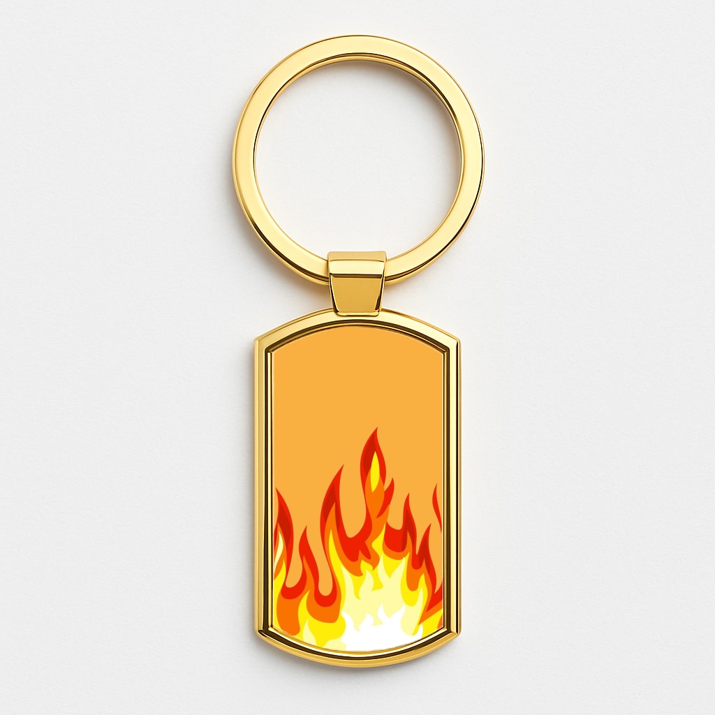Orange Flame Gold Keyring