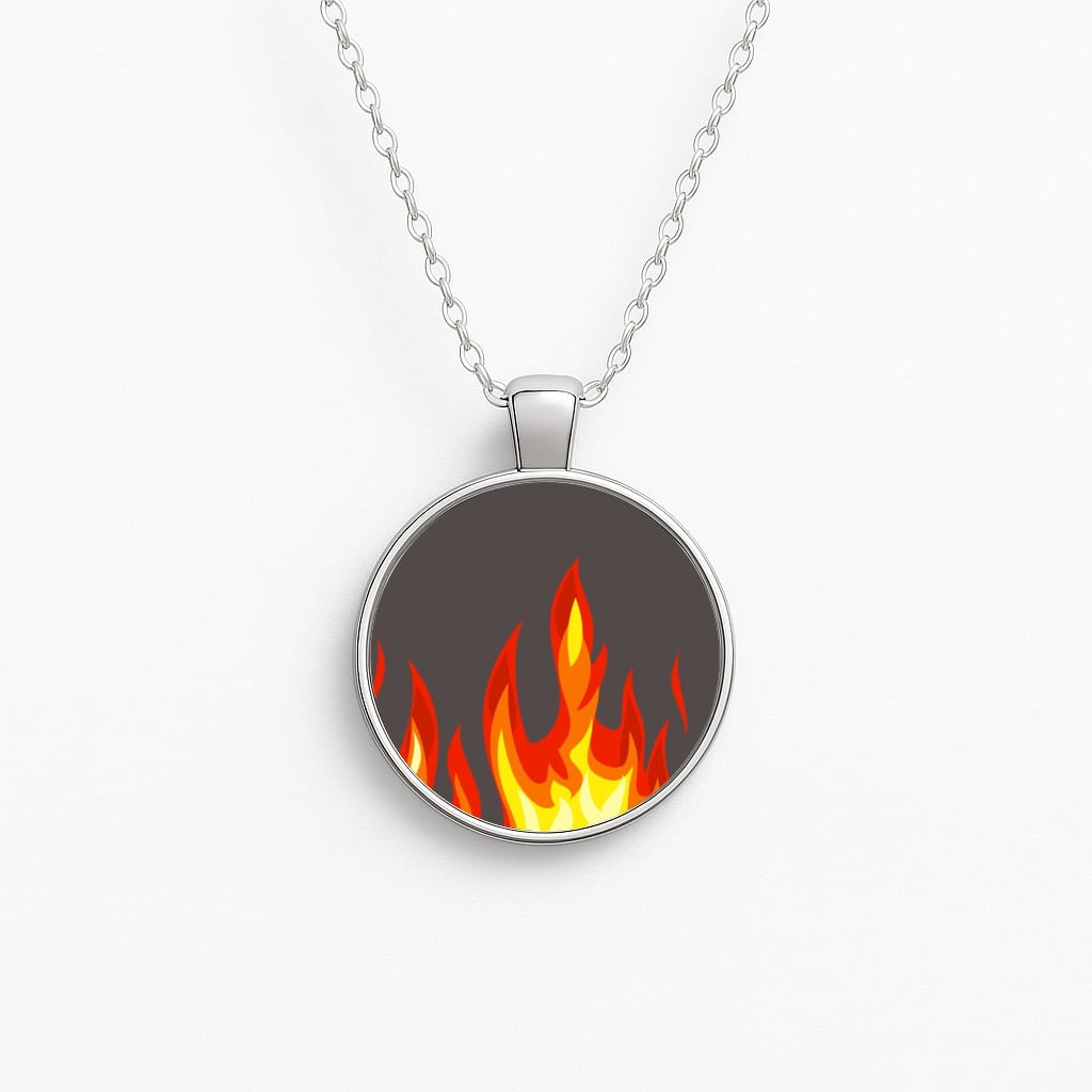 Grey Flame Circle Necklace