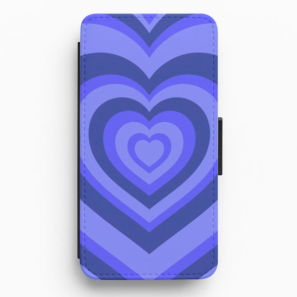 Blue - Colourful Hearts Flip / Wallet Phone Case