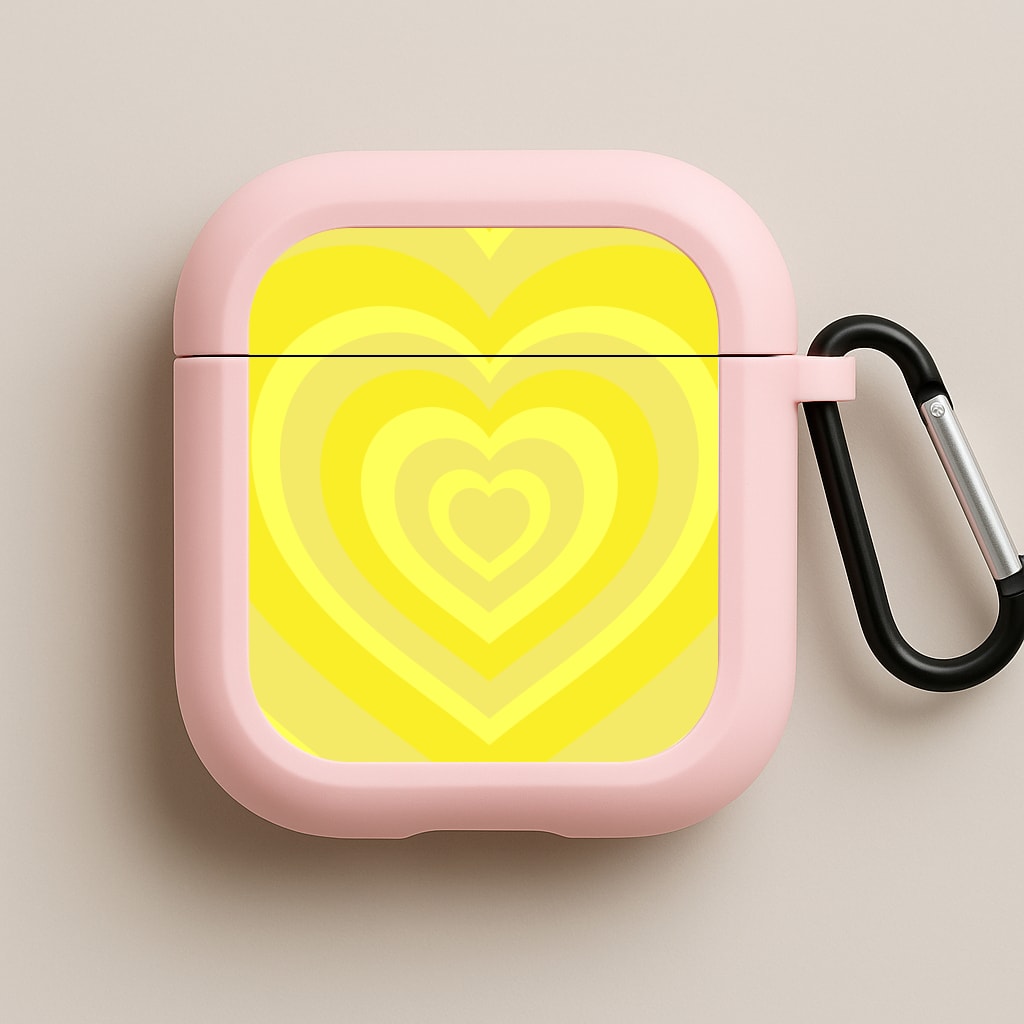 Yellow - Colourful Hearts Pink AirPods Case
