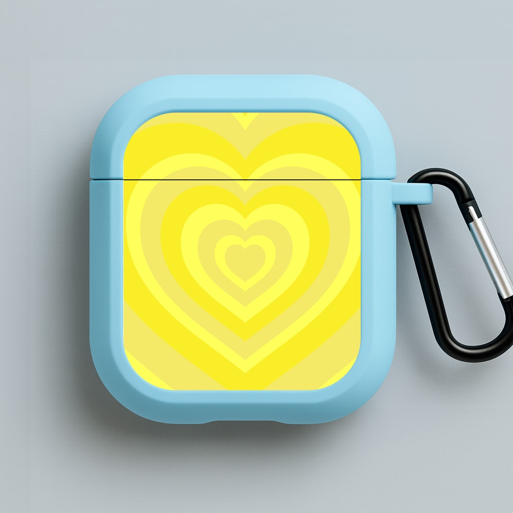 Yellow - Colourful Hearts Blue AirPods Case