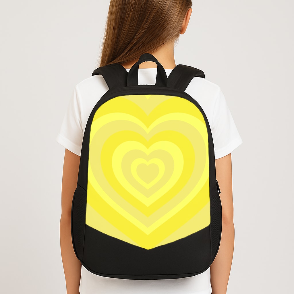 Yellow - Colourful Hearts Large School Bag
