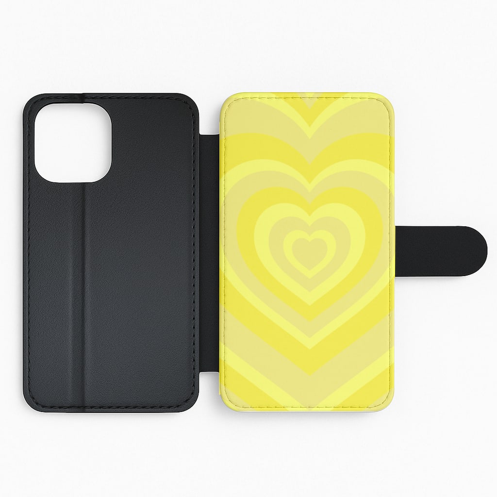Yellow - Colourful Hearts Flip Phone Case