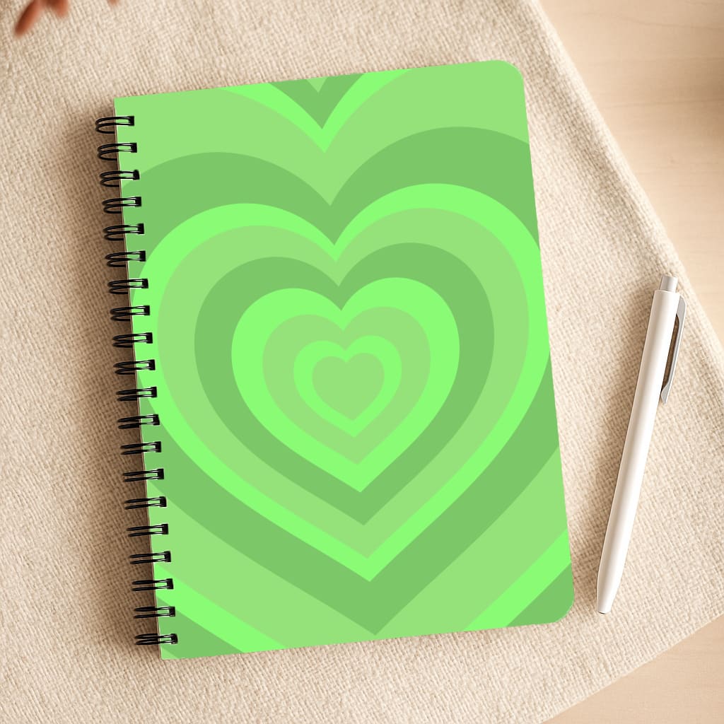 Green - Colourful Hearts Notepad