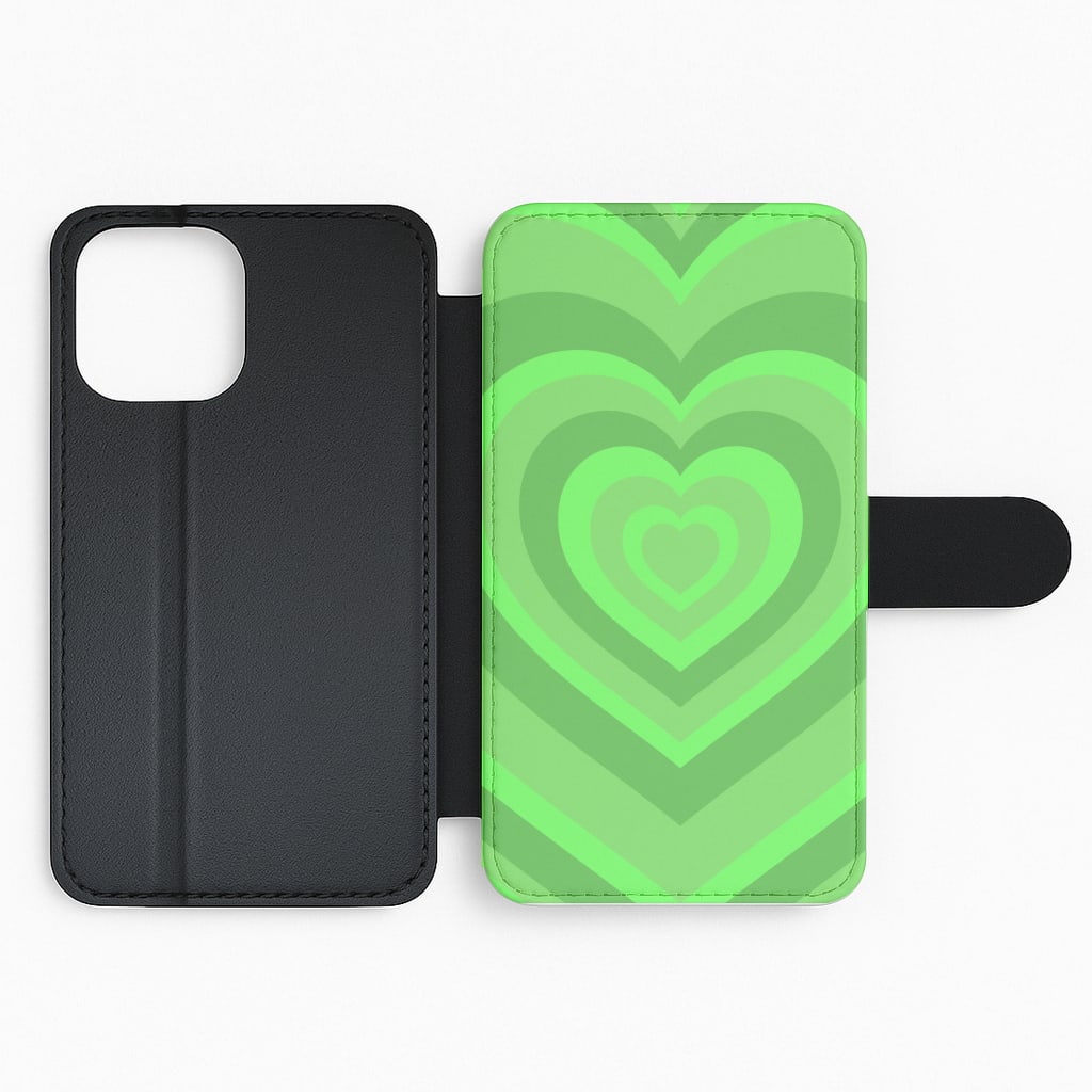 Green - Colourful Hearts Flip Phone Case