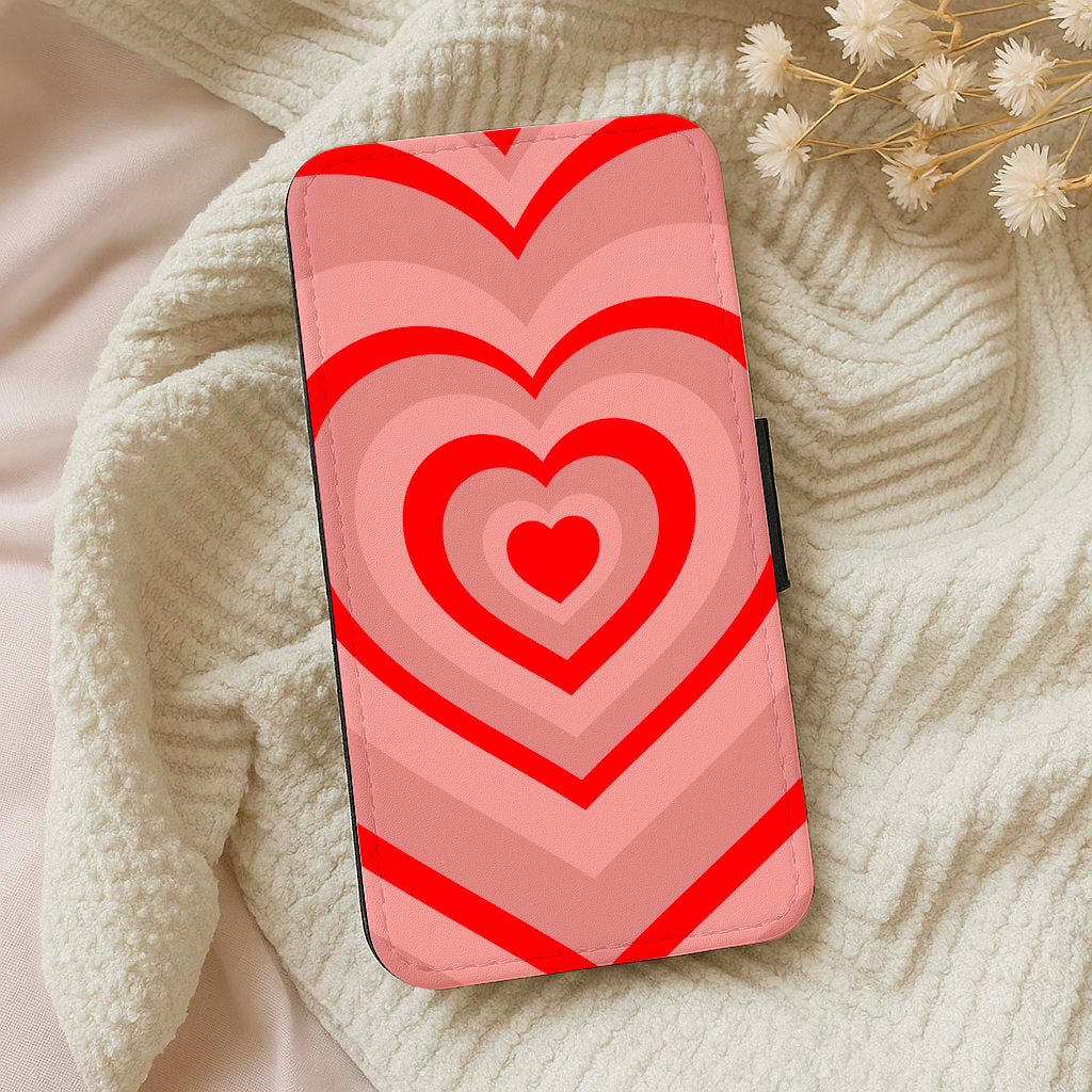 Red - Colourful Hearts Wallet Phone Case