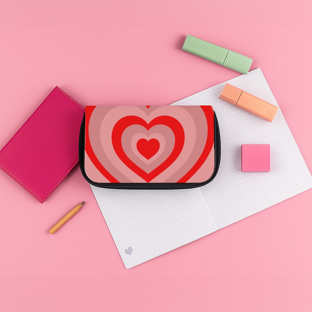 Red - Colourful Hearts Pencil Case