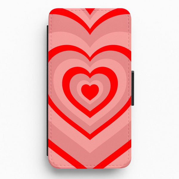 Red - Colourful Hearts Flip / Wallet Phone Case