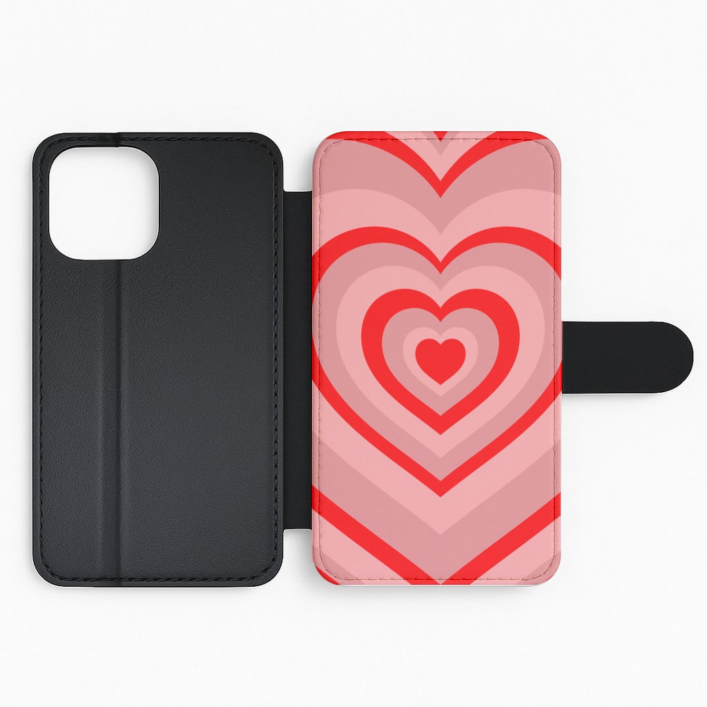 Red - Colourful Hearts Flip Phone Case