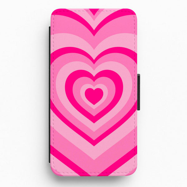 Pink - Colourful Hearts Flip / Wallet Phone Case