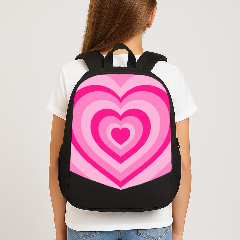 Pink - Colourful Hearts School Bag