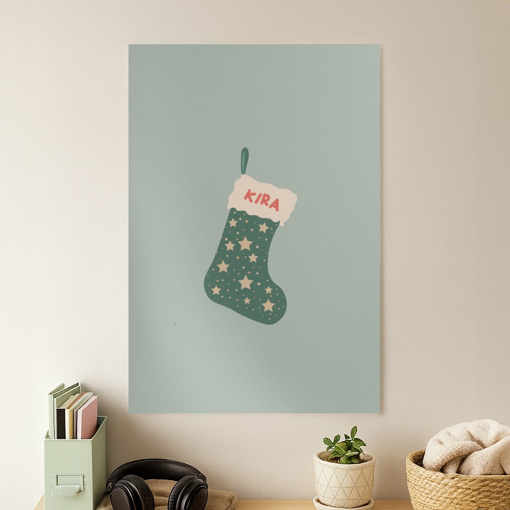 Green Stocking - Personalised Christmas Poster