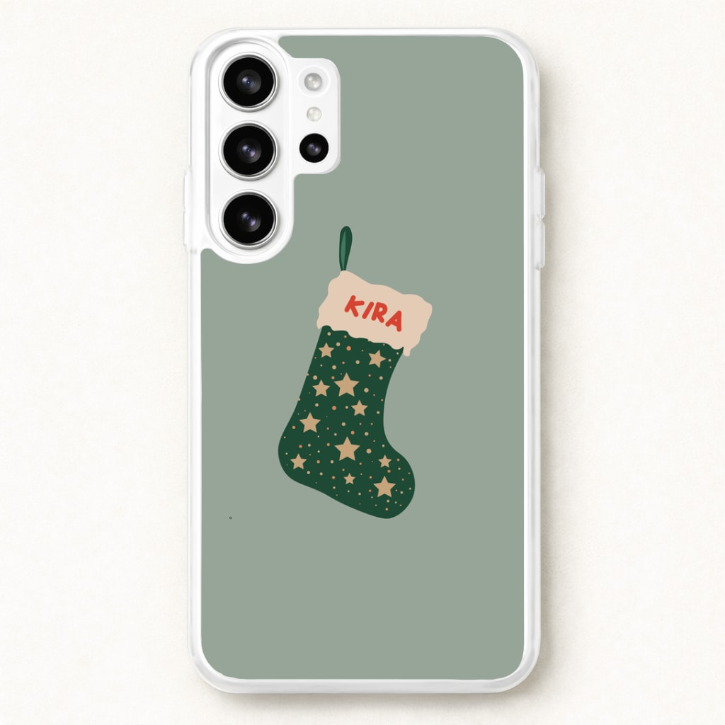 Green Stocking - Personalised Christmas Phone Case for Galaxy S26 Ultra