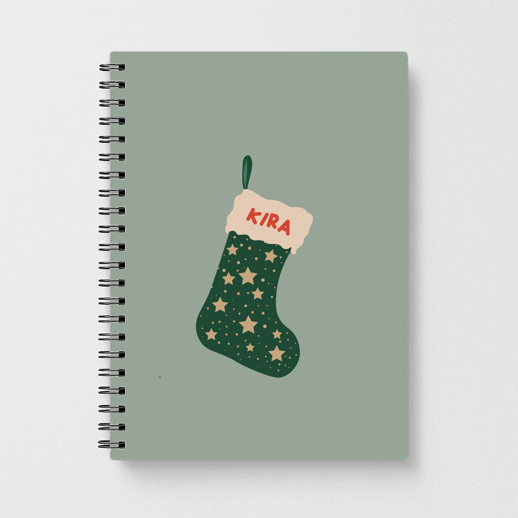 Green Stocking - Personalised Christmas Notebook