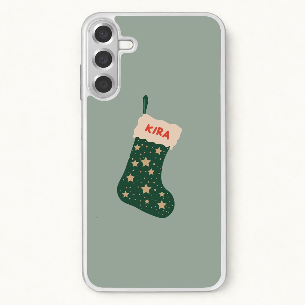 Green Stocking - Personalised Christmas Phone Case for Galaxy A17