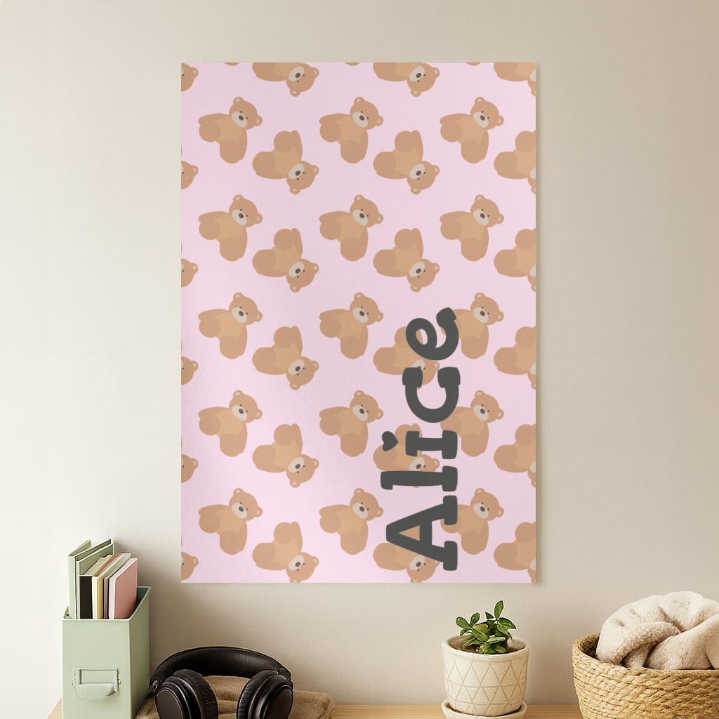 Teddy Bear Pattern - Personalised Christmas Poster