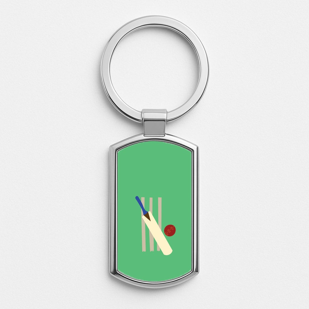 Wickets - Cricket Silver Keyring