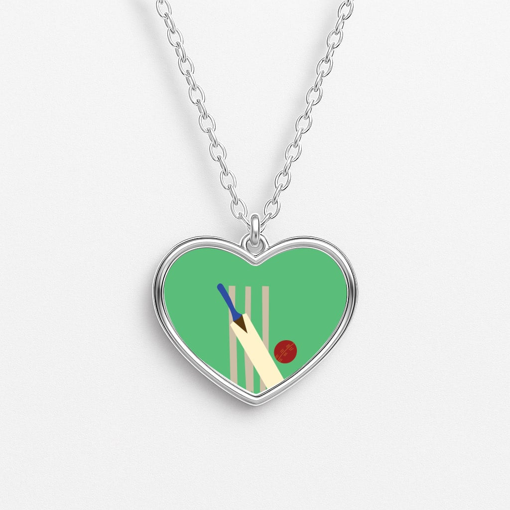 Wickets - Cricket Heart Necklace