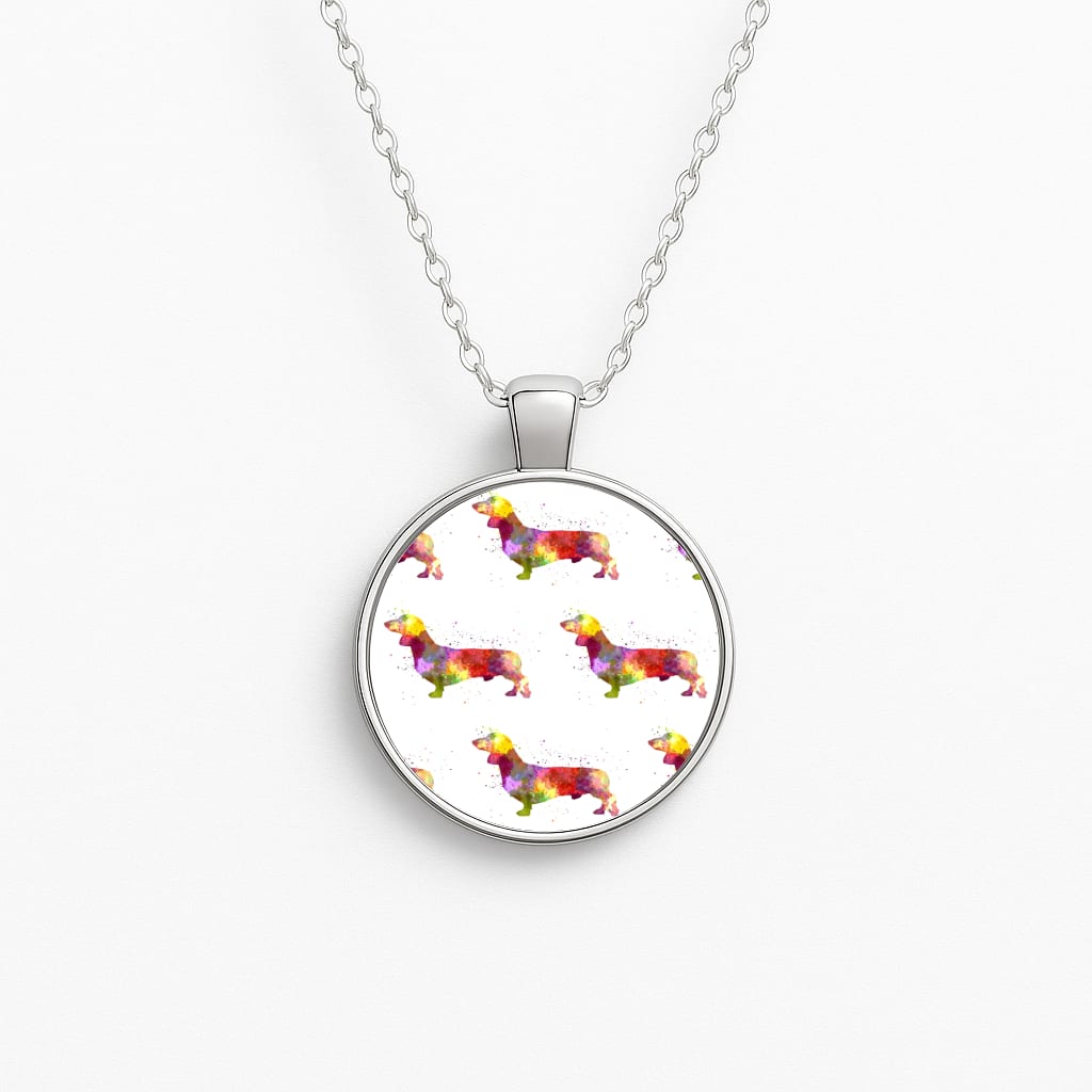 Watercolour Dachshund Circle Necklace