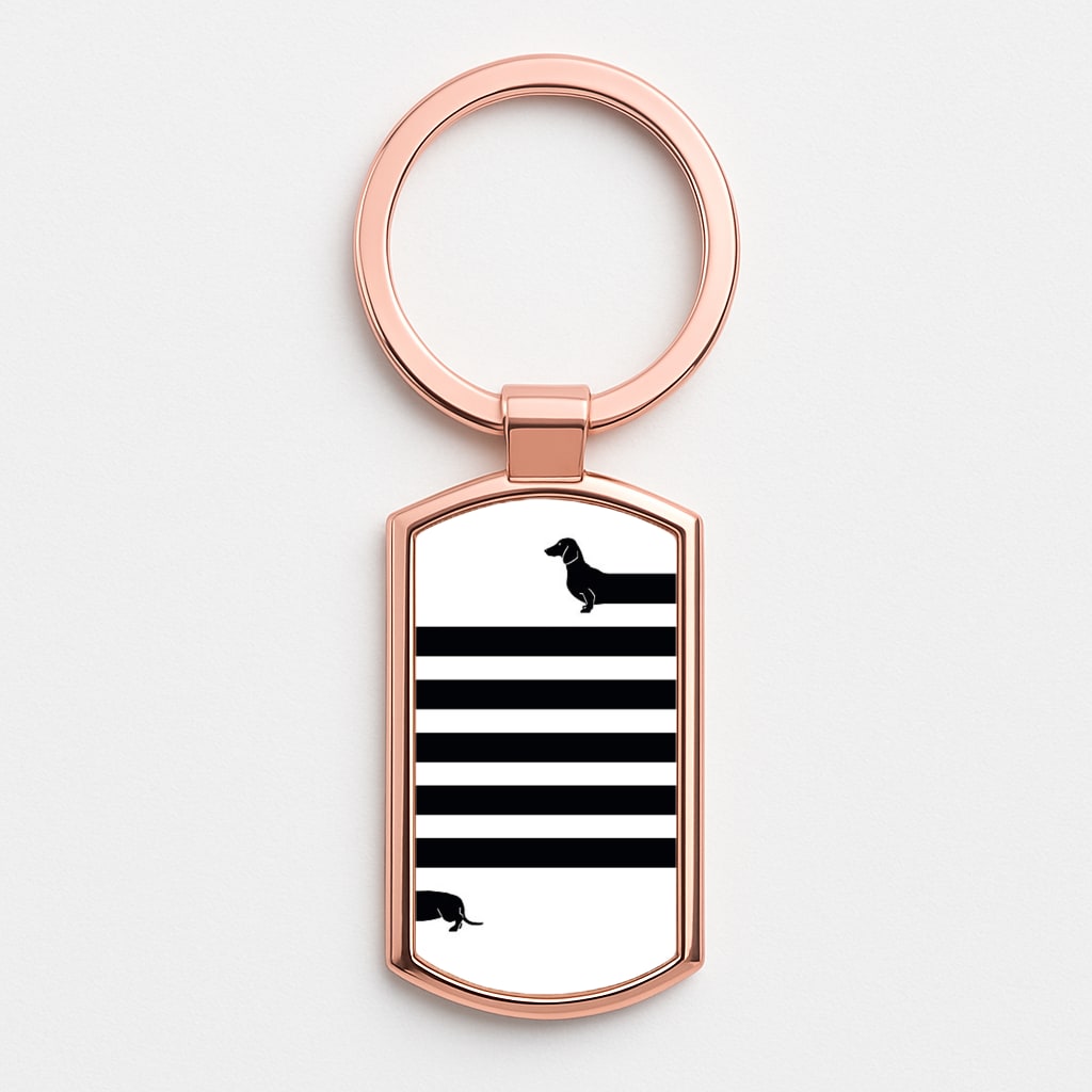 Dachshund Wrapped Rose Gold Keyring