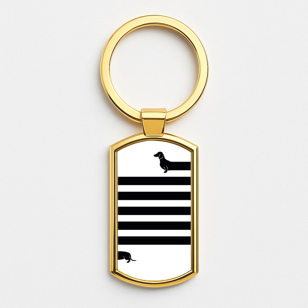 Dachshund Wrapped Gold Keyring
