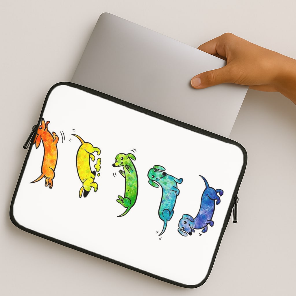 Watercolor Rainbow Dachshunds MacBook Case