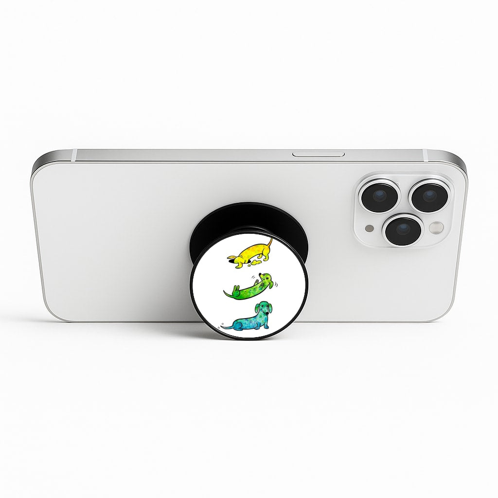 Watercolor Rainbow Dachshunds Phone Stand