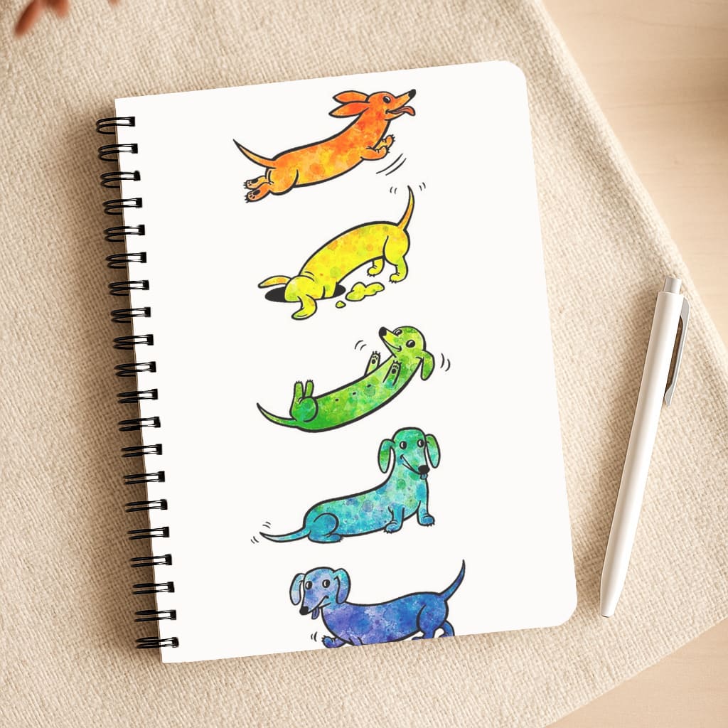 Watercolor Rainbow Dachshunds Notepad