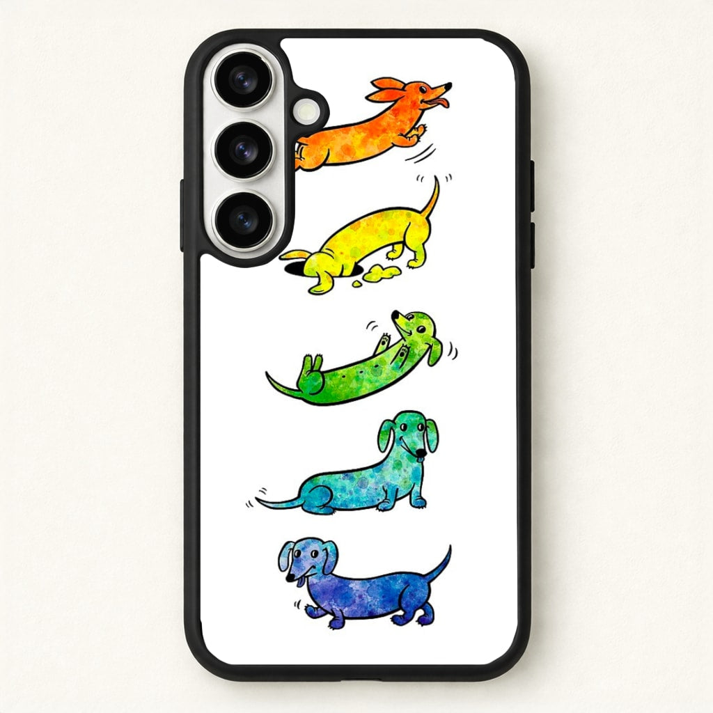 Watercolor Rainbow Dachshunds Phone Case for Galaxy S26
