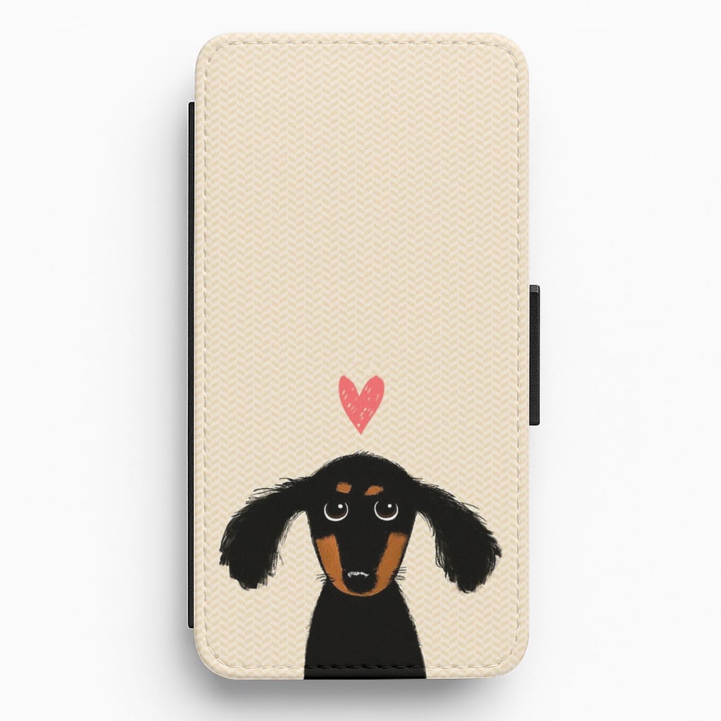 Dachshund Puppy Love Flip Wallet Phone Case