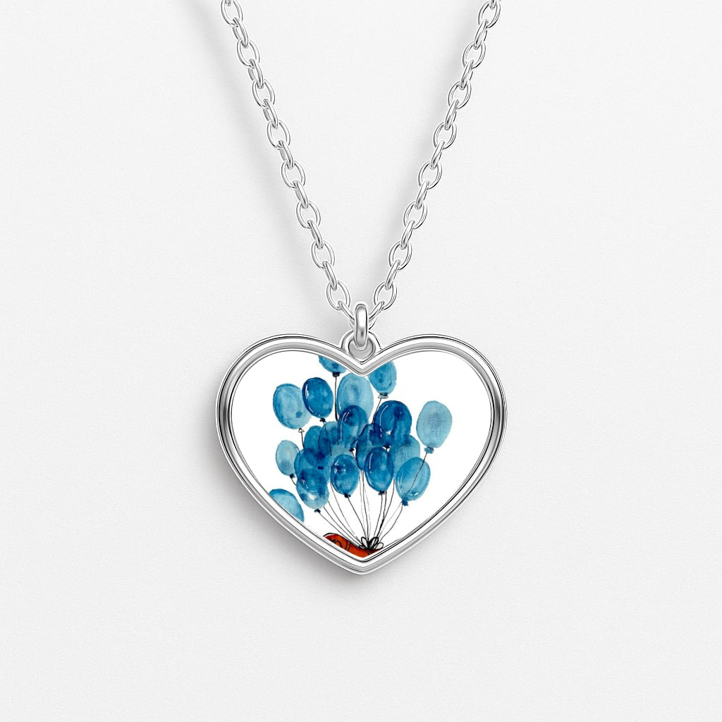 Dachshund And Balloons Heart Necklace