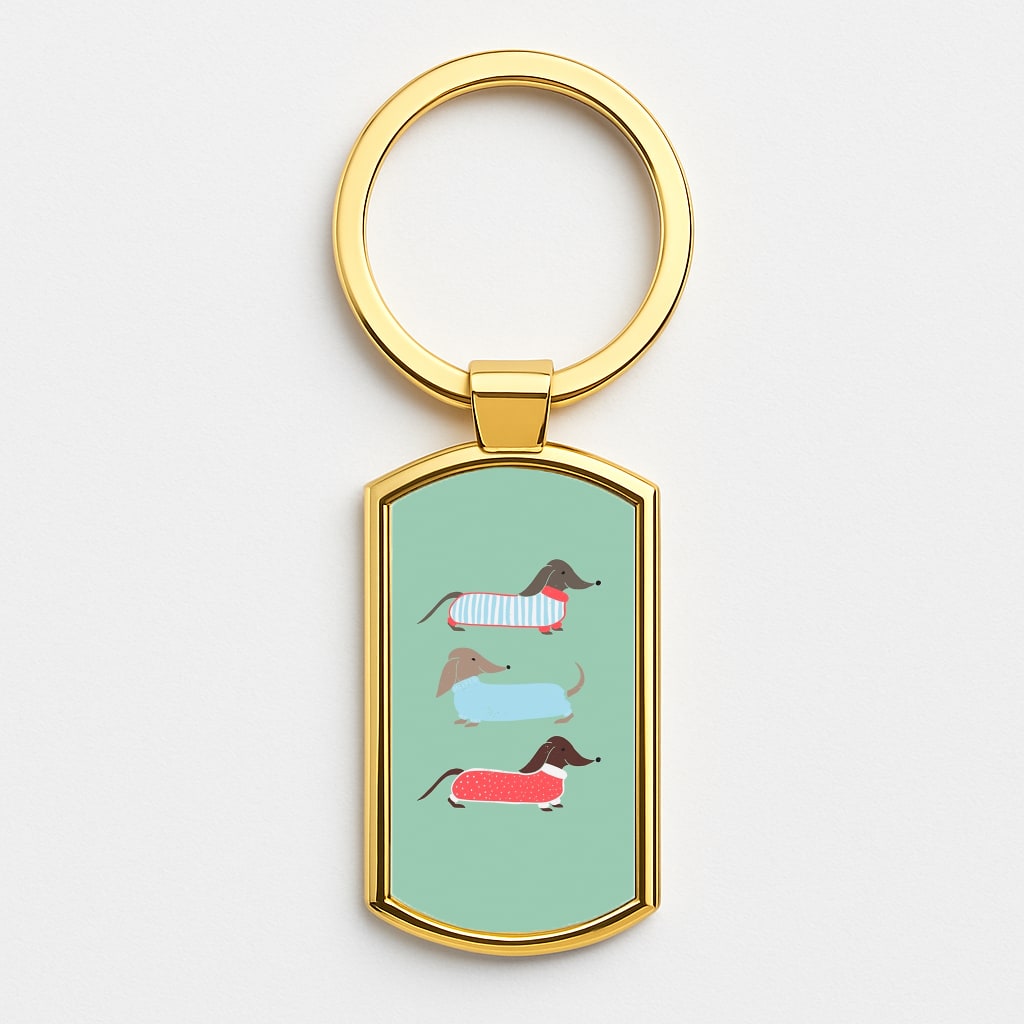 Sausage Dogs in Jumpers Gold Keyring