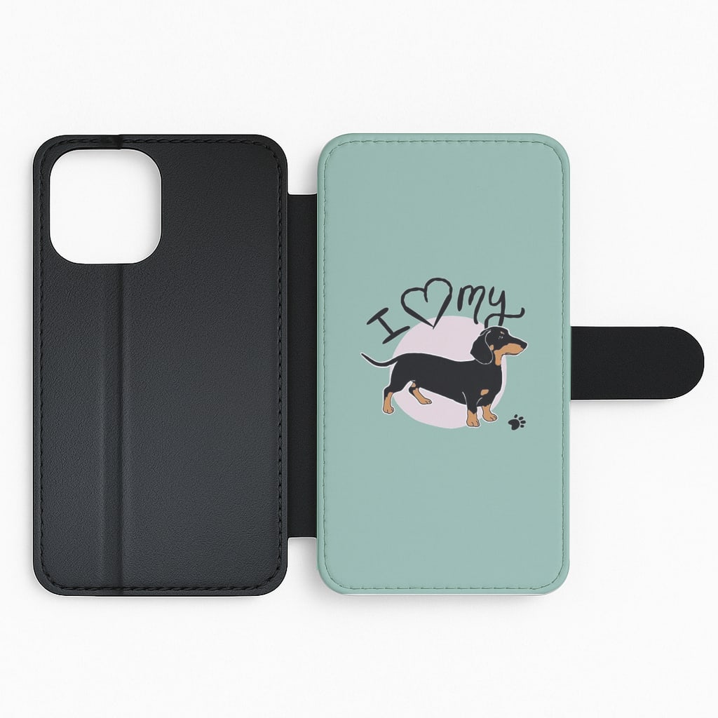 I Love My Dachshund Flip Wallet Phone Case
