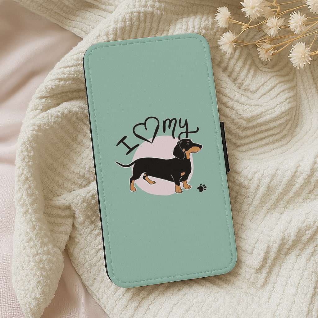 I Love My Dachshund Flip Wallet Phone Case