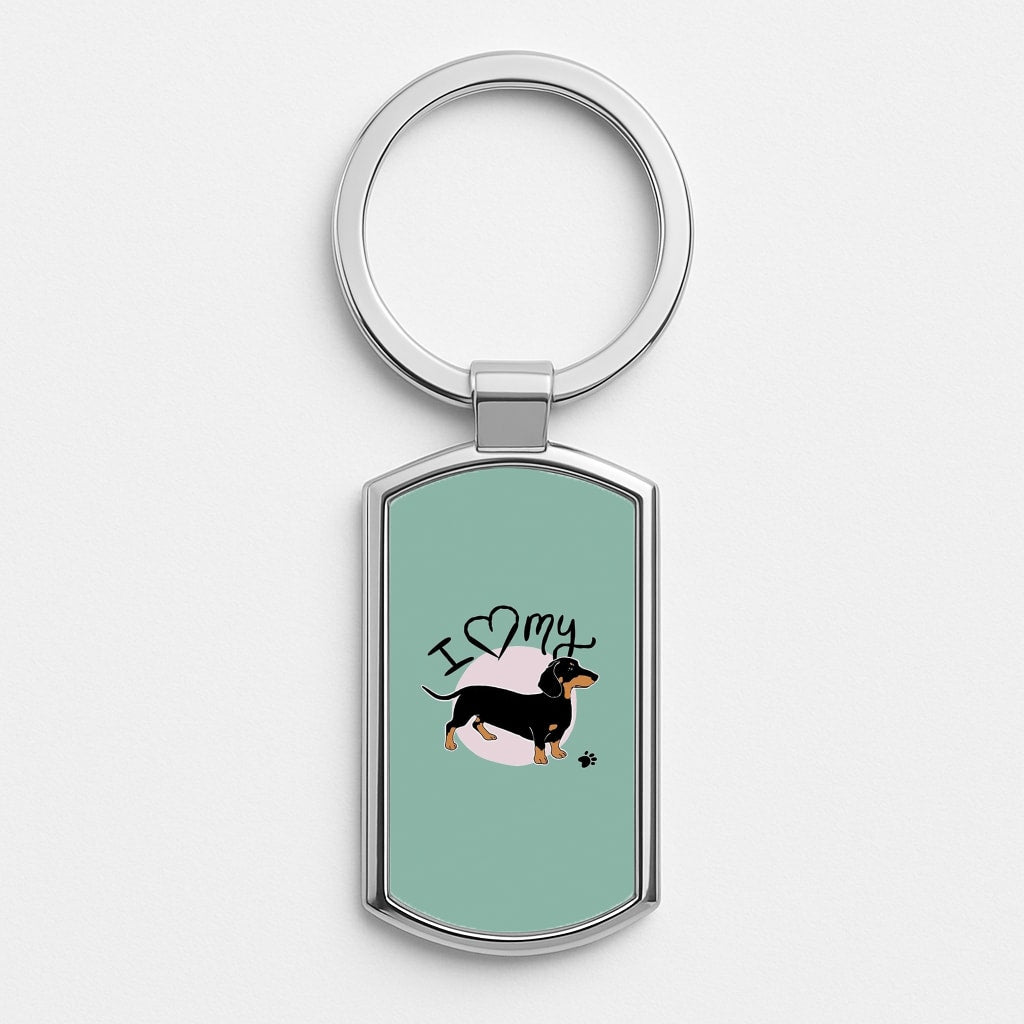 I Love My Dachshund Silver Keyring