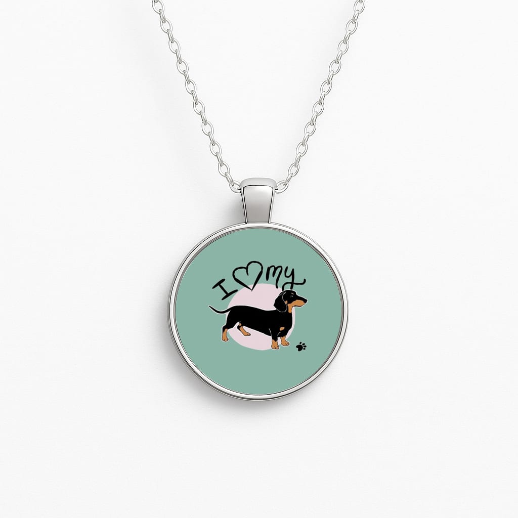 I Love My Dachshund Circle Necklace