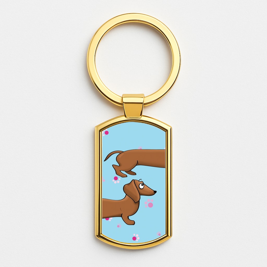 Dachshund 360 Gold Keyring