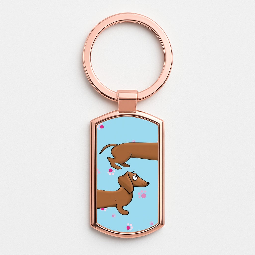 Dachshund 360 Rose Gold Keyring