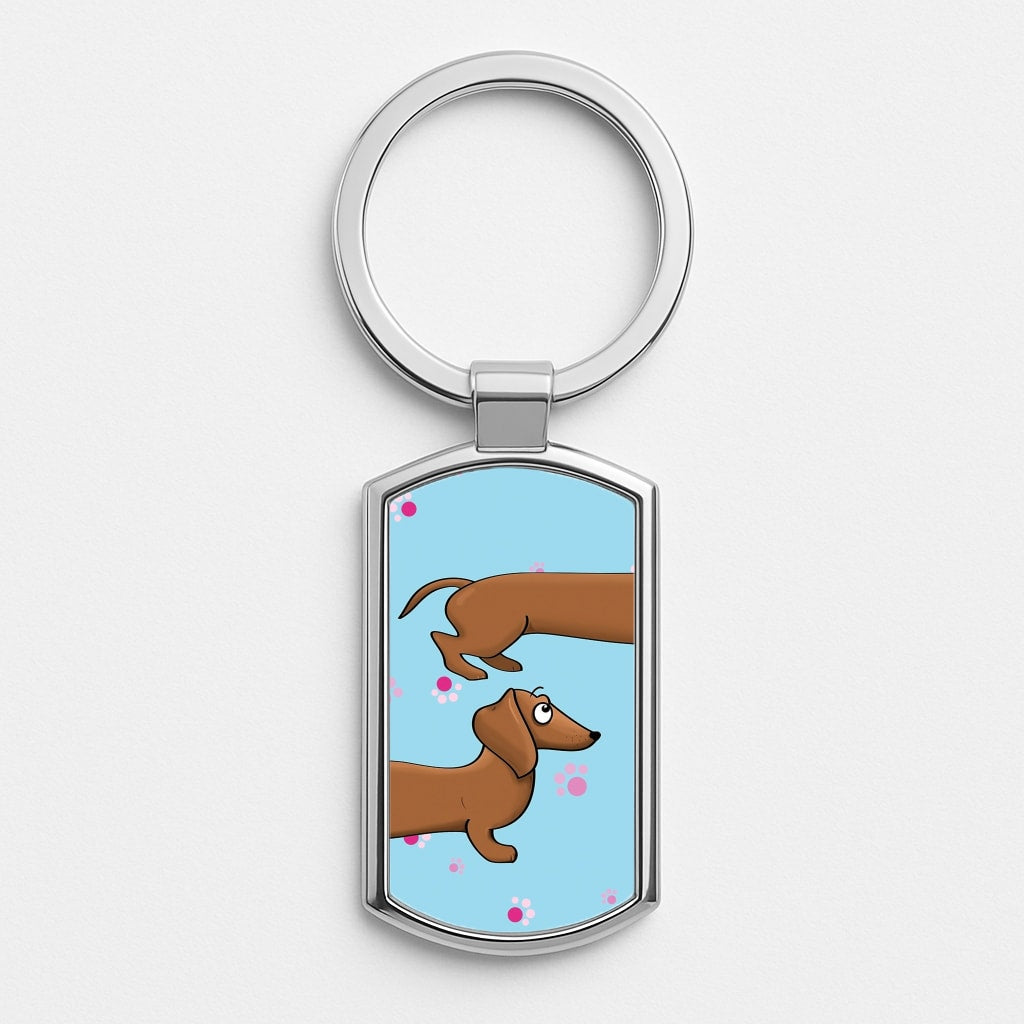 Dachshund 360 Silver Keyring