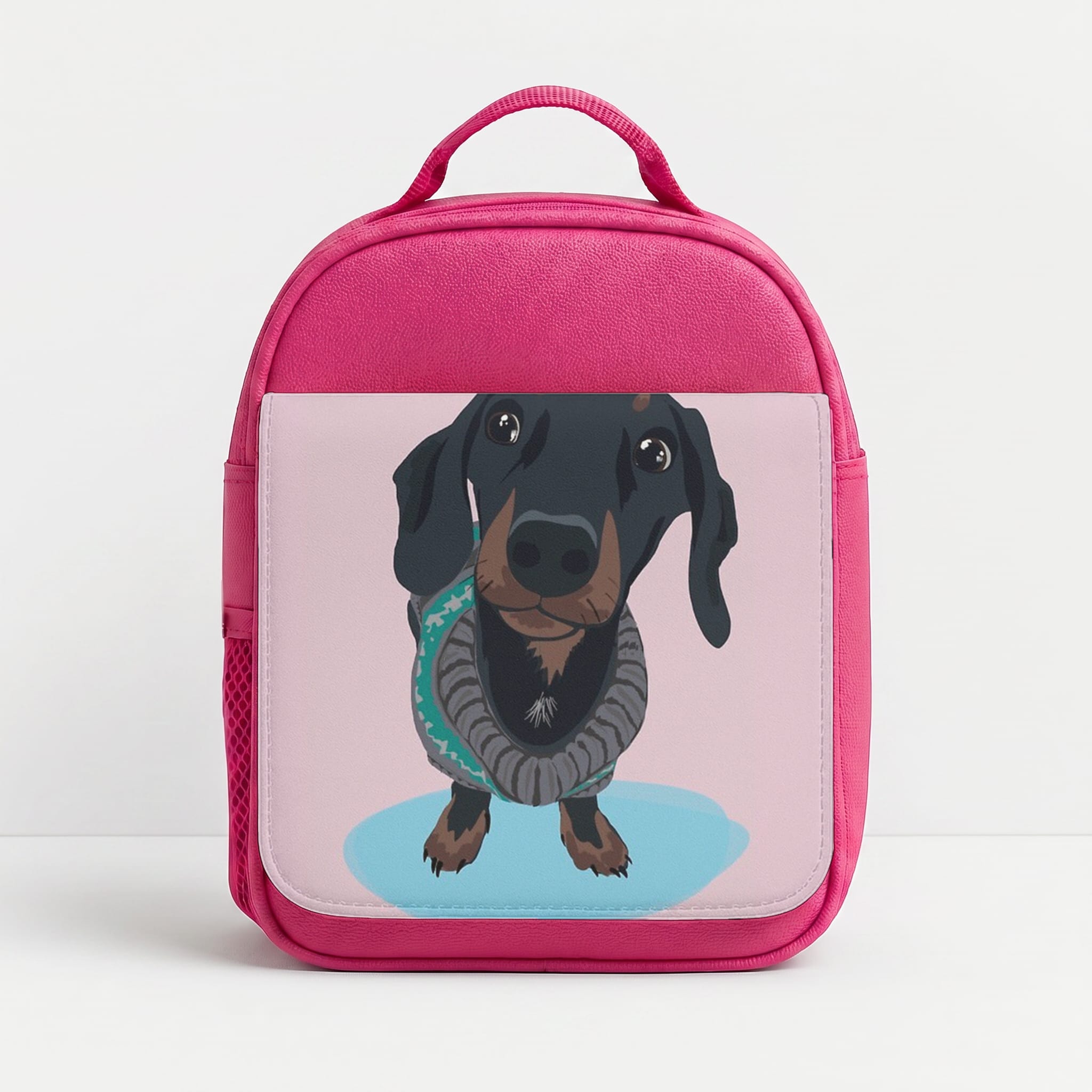 Cartoon Dachshund Lunchbox - Pink