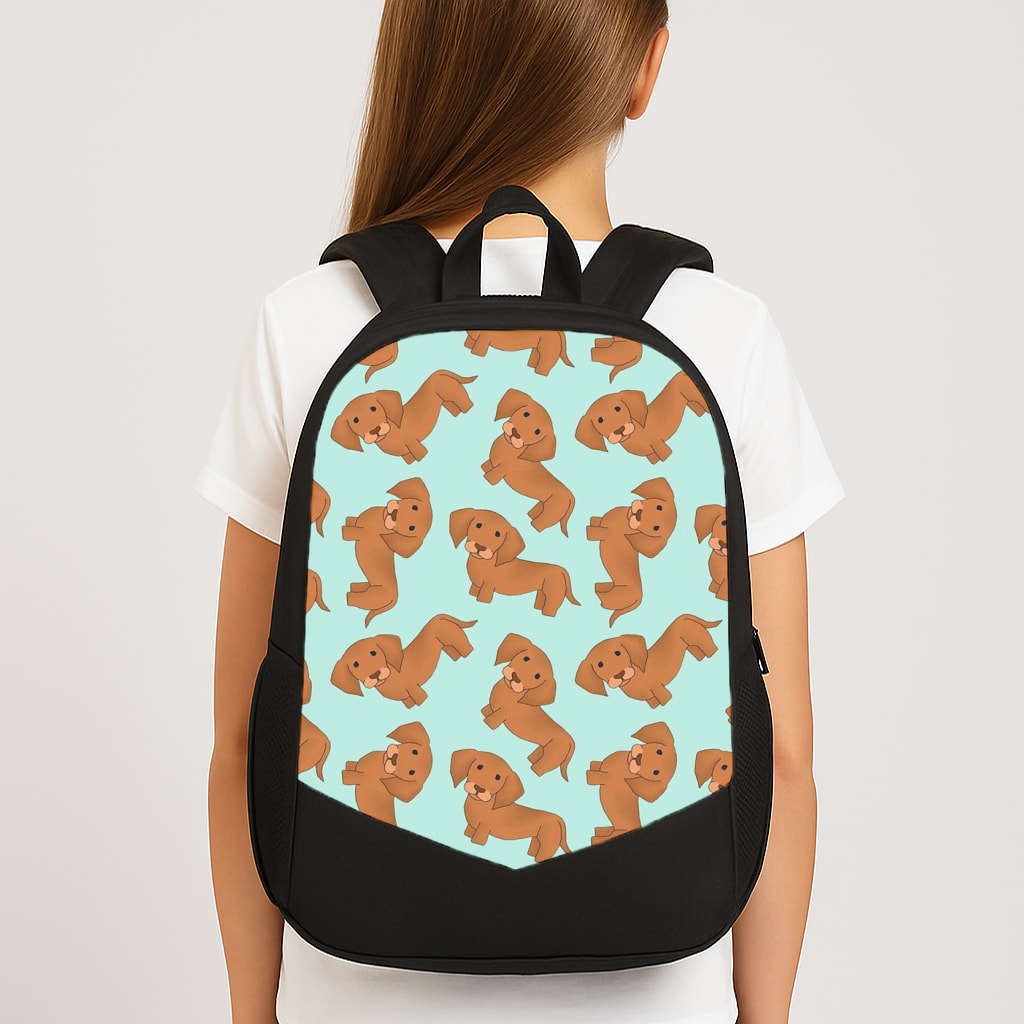 Sausage Dog Pattern Large School Bag