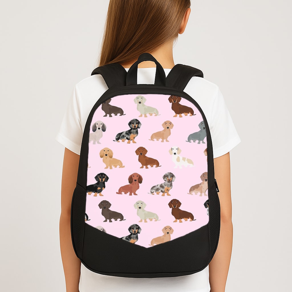 Dachshund Breed Pattern Large School Bag