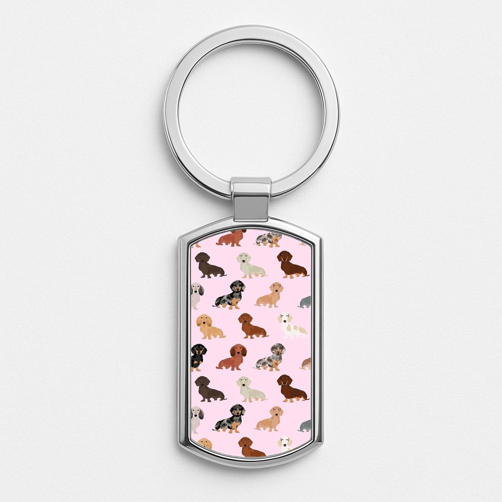 Dachshund Breed Pattern Luxury Keyring