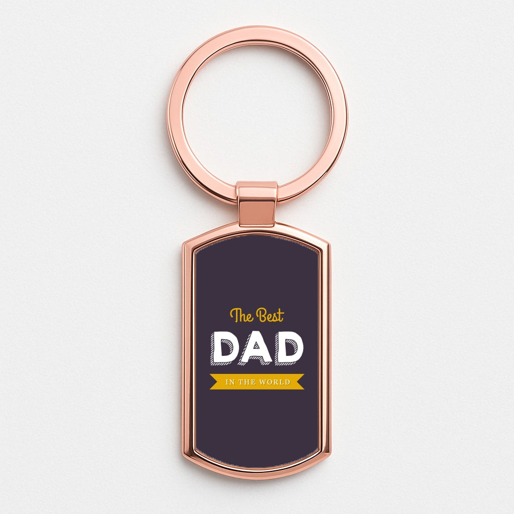 Best Dad In The World Rose Gold Keyring