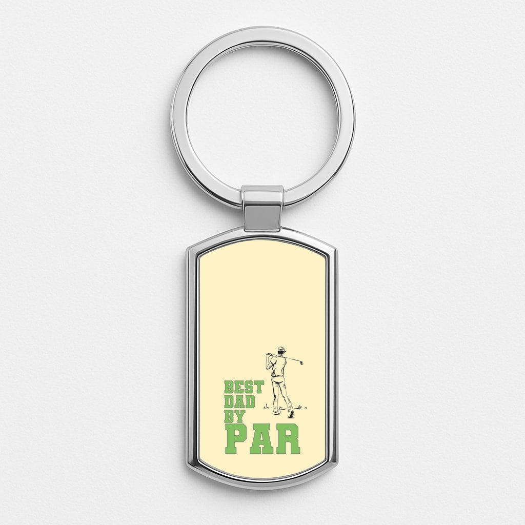 Best Dad By Par - Fathers Day Silver Keyring