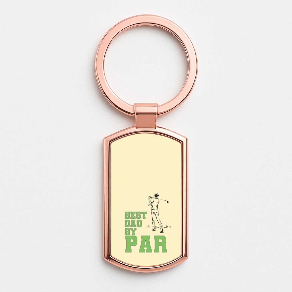 Best Dad By Par - Fathers Day Rose Gold Keyring