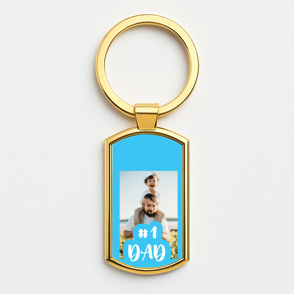Hashtag 1 Dad - Personalised Father's Day Gold Keyring