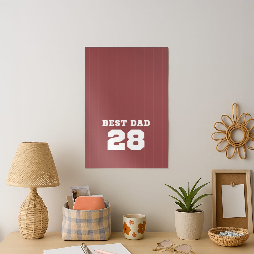Best Dad Football Stripes Personalised Art Print