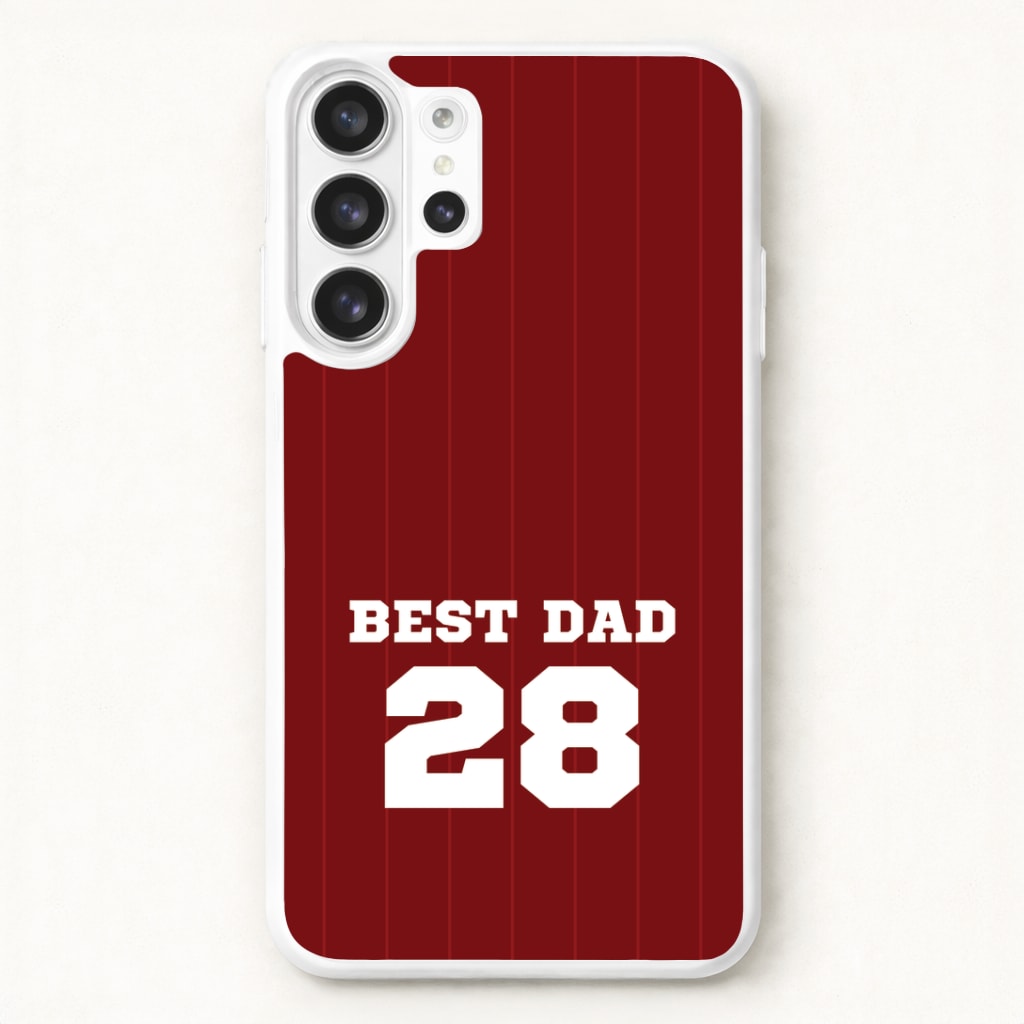 Best Dad Football Stripes Personalised Phone Case for Galaxy S26 Ultra